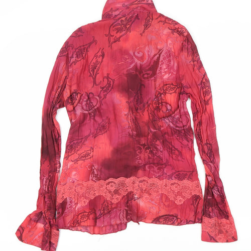 Next Women's Red Floral Lace Button-Up Blouse Size 12