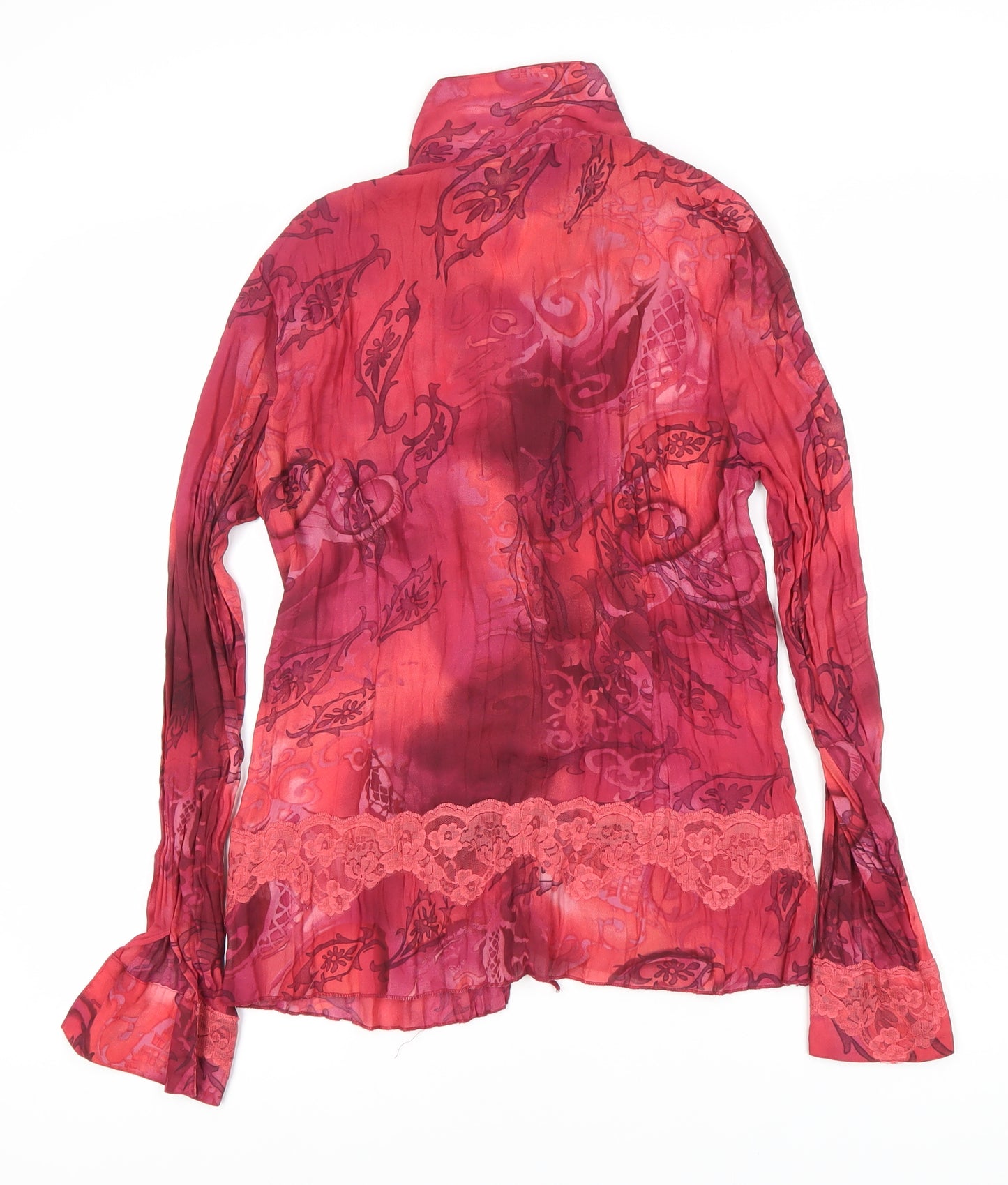 Next Women's Red Floral Lace Button-Up Blouse Size 12