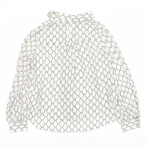 ZARA Women's White Polka Dot Long Sleeve Blouse