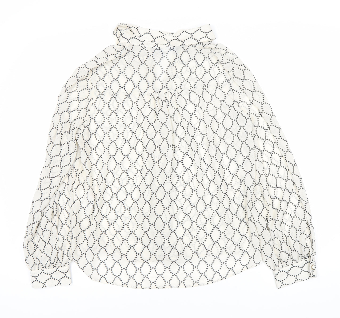 ZARA Women's White Polka Dot Long Sleeve Blouse