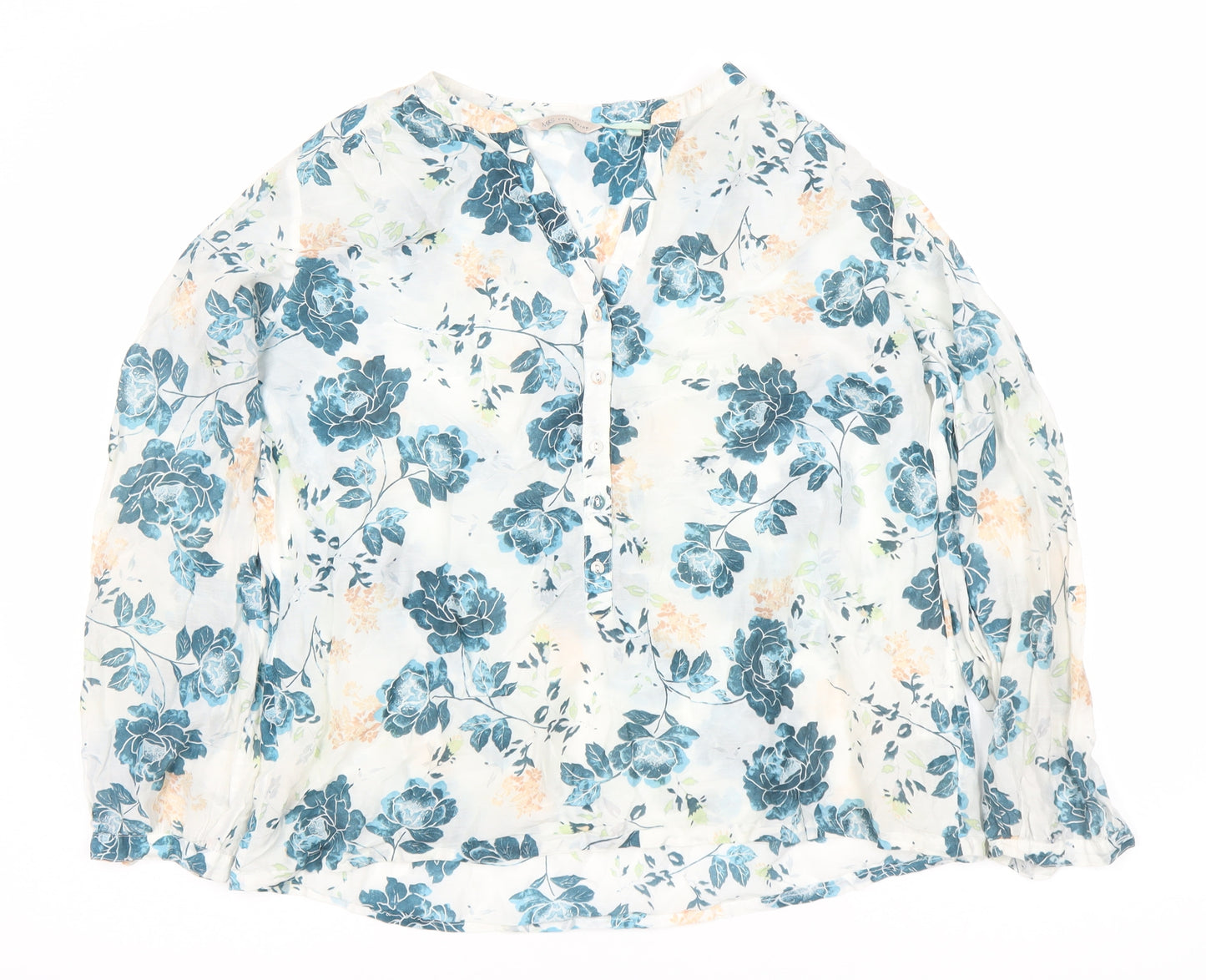 Marks and Spencer Women's White Floral Blouse UK 14