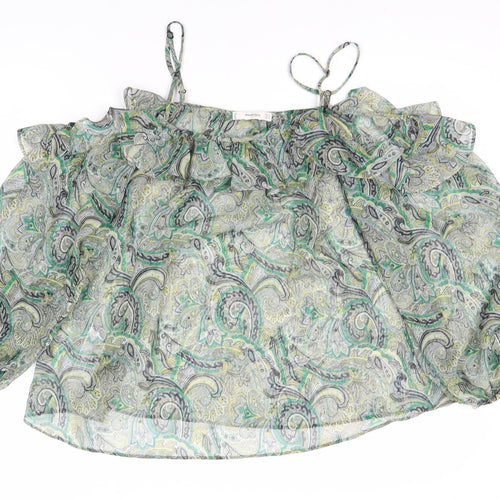 Mango Women's Green Paisley Camisole Top - Size 12