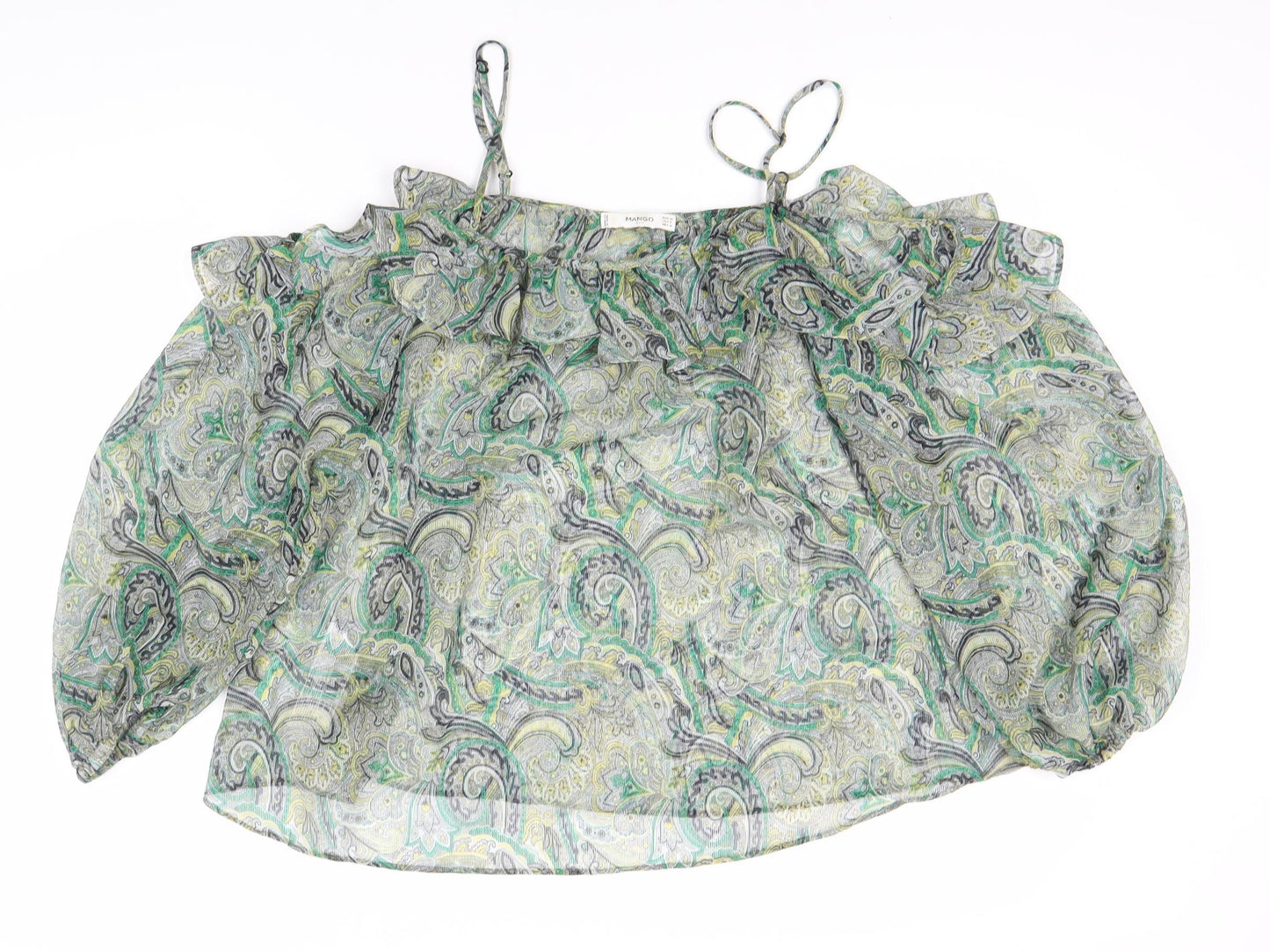 Mango Women's Green Paisley Camisole Top - Size 12