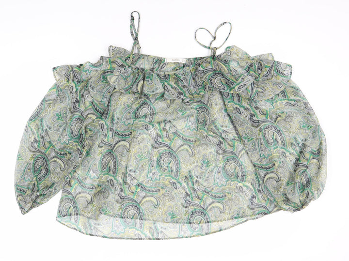 Mango Women's Green Paisley Camisole Top - Size 12