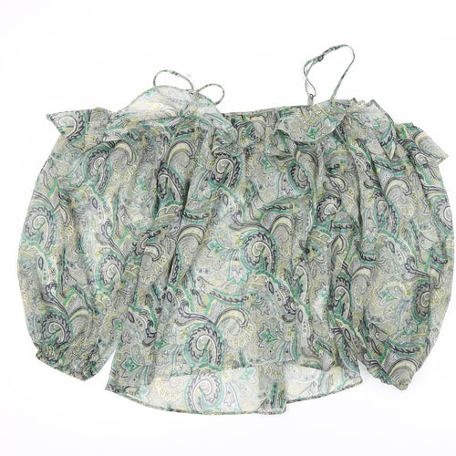 Mango Women's Green Paisley Camisole Top - Size 12