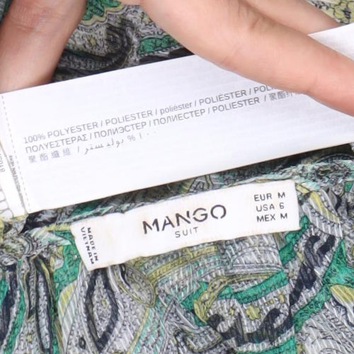 Mango Women's Green Paisley Camisole Top - Size 12