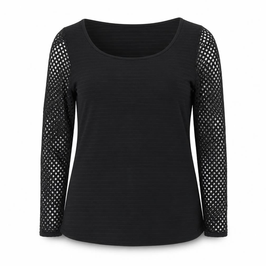 Front view of Fancylure Women's Black XL Scoop Neck Blouse