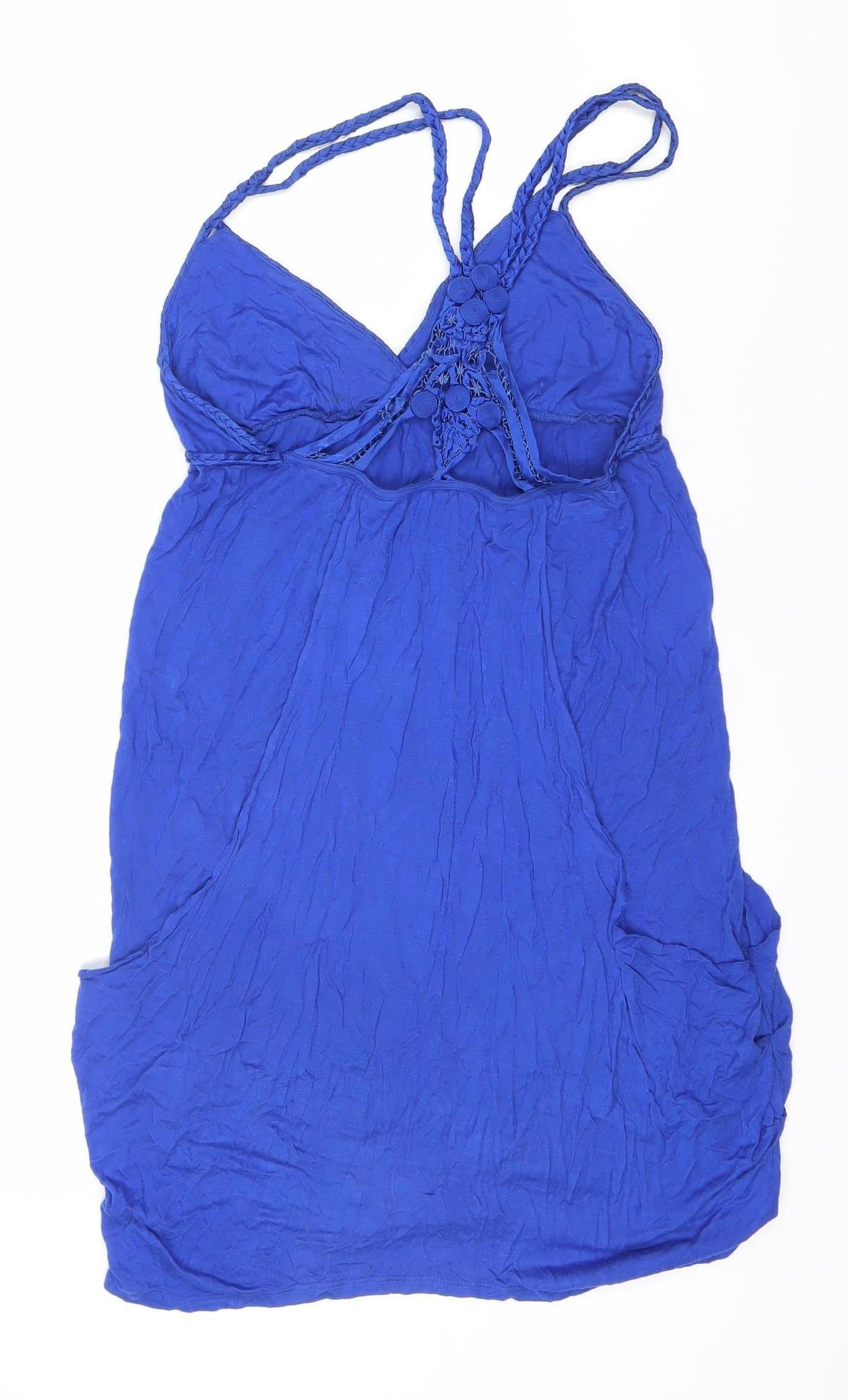 Warehouse Women's Blue Strappy Sleeve Dress, Size 6