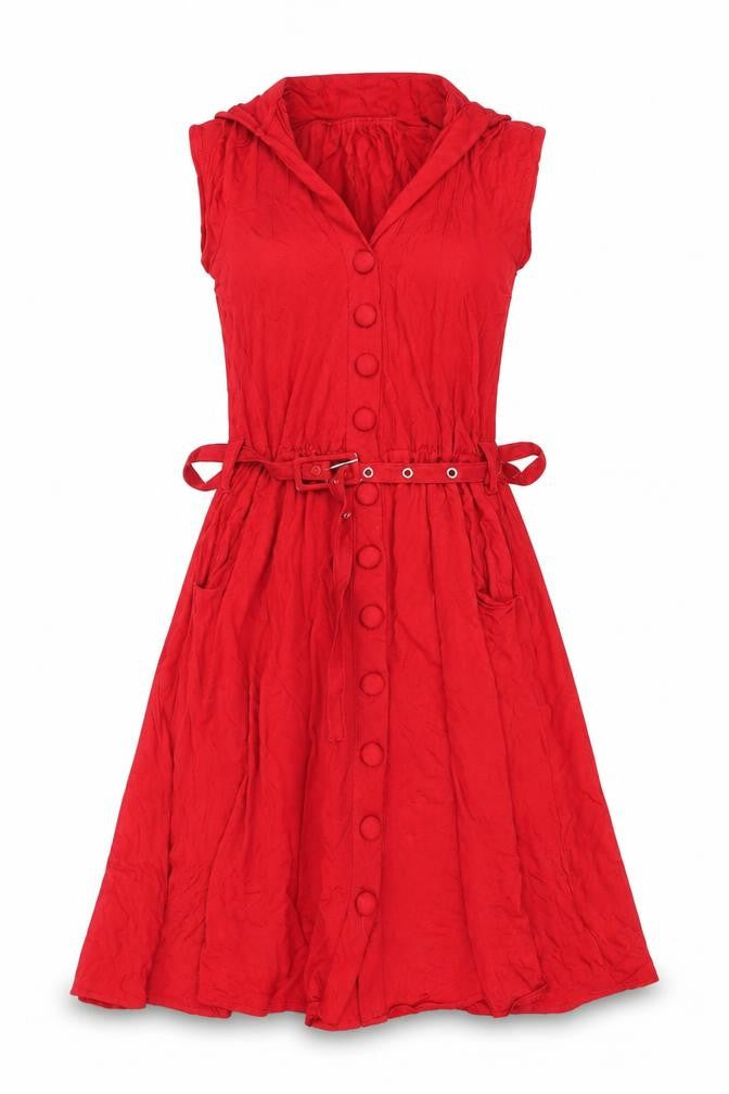 Front view of Anna Scholz Red A-Line Women's Dress XL