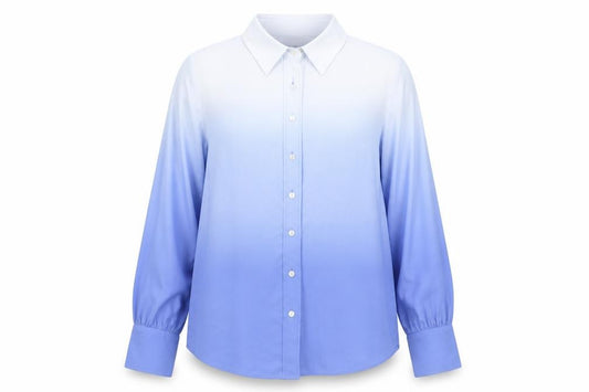 Front view of Marks & Spencer Women Blue Button-Up Shirt UK 12