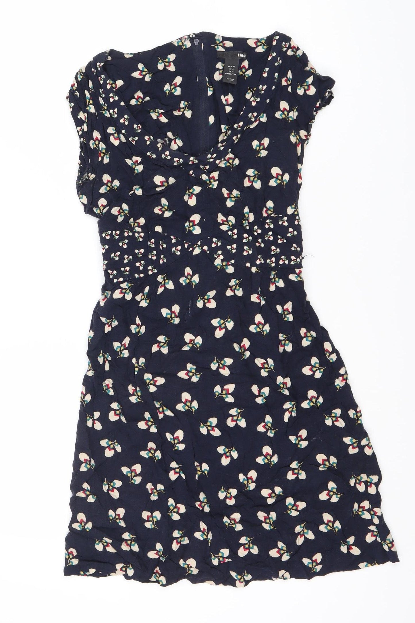H&M Women's Multicoloured Floral Dress Size 4