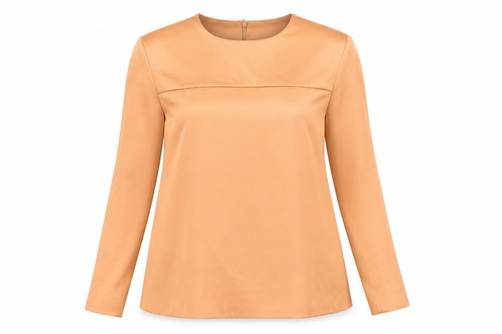 Front view of COS Women's Brown Long Sleeve Blouse, size 6