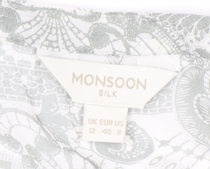 Monsoon Women's Blue Silk Blouse, Size 12