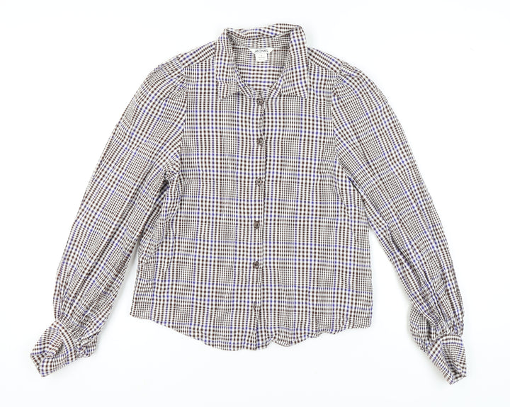 Monki Women's Brown Checkered Button-Up Shirt - Size S