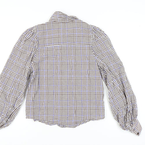 Monki Women's Brown Checkered Button-Up Shirt - Size S