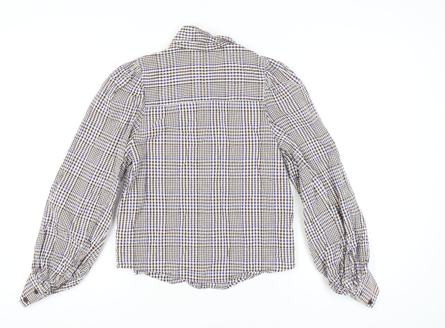 Monki Women's Brown Checkered Button-Up Shirt - Size S