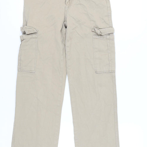 Stradivarius Beige Women's Cargo Trousers Size 6 with Pockets