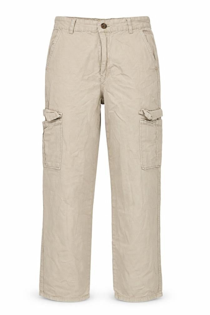 Front view of Stradivarius Beige Women's Cargo Trousers, size 6, with Pockets