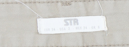 Stradivarius Beige Women's Cargo Trousers Size 6 with Pockets