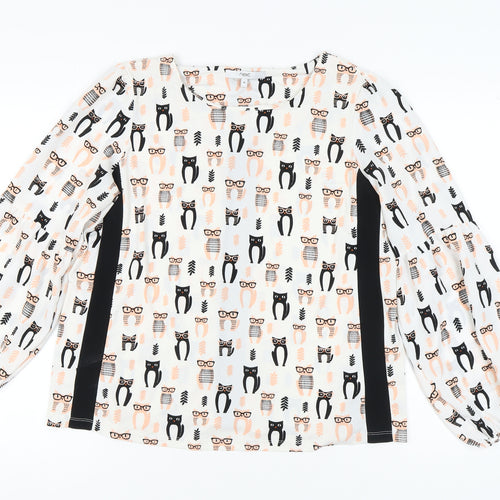 Next Women's Multicoloured Cat Print Blouse UK 16