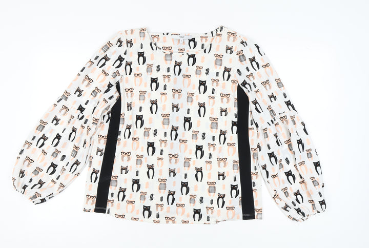 Next Women's Multicoloured Cat Print Blouse UK 16