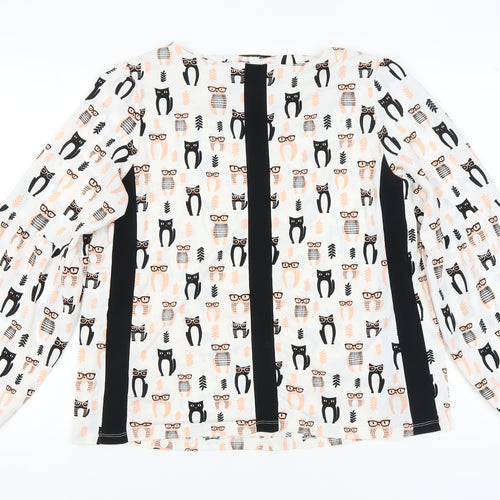 Next Women's Multicoloured Cat Print Blouse UK 16