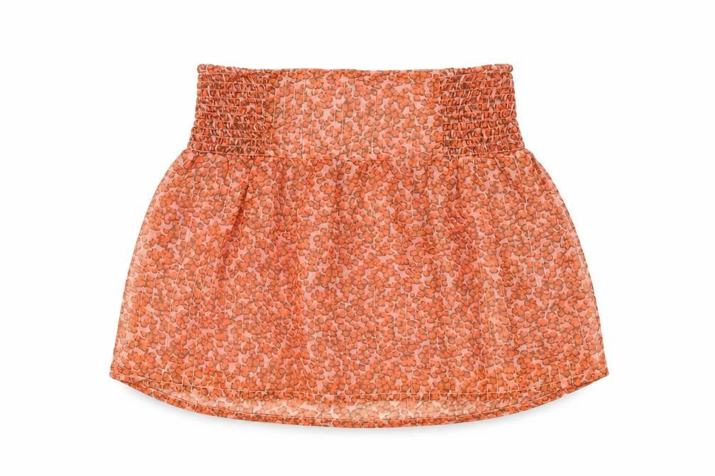 Front view of Lollys Laundry Women's Short Orange Floral Skirt