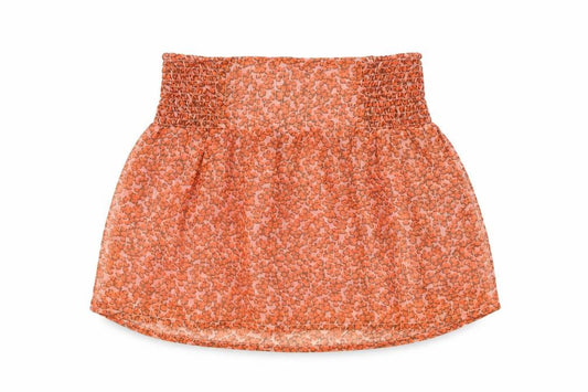 Front view of Lollys Laundry Women's Short Orange Floral Skirt