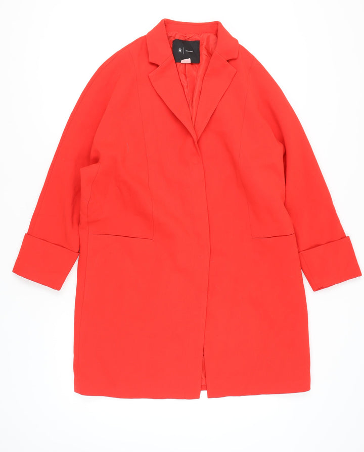 La Redoute Women's Red Relaxed Mid-Length Coat Size 14