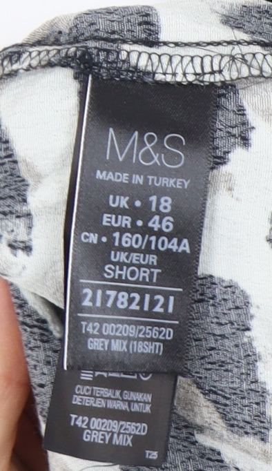 Marks and Spencer Women's Grey Animal Print Shift Dress, Size 18