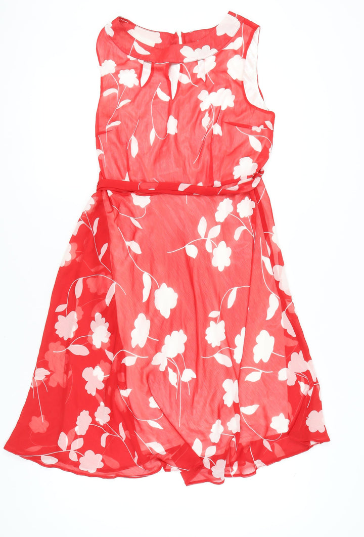 Kaleidoscope Women's Red Floral A-Line Dress Size 14