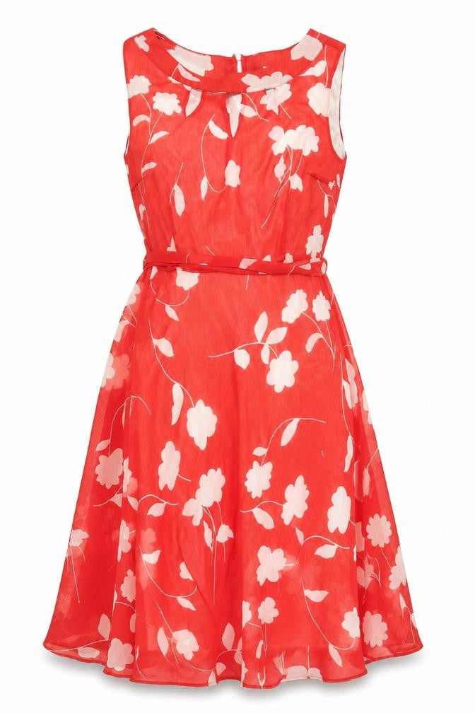 Kaleidoscope Women's Red Floral A-Line Dress Size 14
