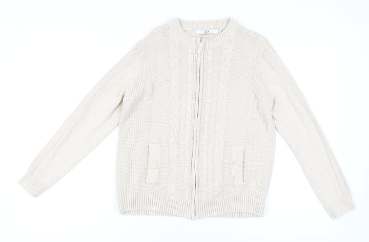 Isle Essentials Beige Cable-Knit Cardigan Women's L