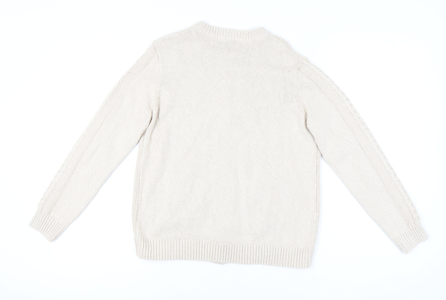 Isle Essentials Beige Cable-Knit Cardigan Women's L