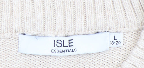 Isle Essentials Beige Cable-Knit Cardigan Women's L