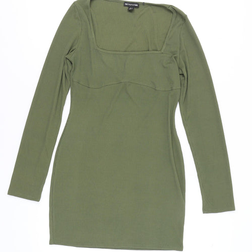 PrettyLittleThing Women's Green Bodycon Dress UK 12