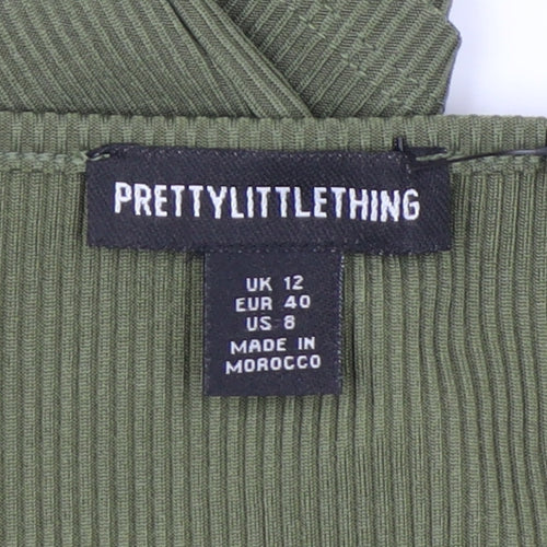 PrettyLittleThing Women's Green Bodycon Dress UK 12