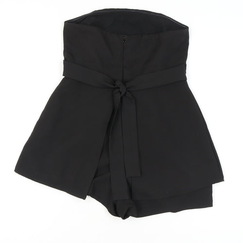 Missguided Women's Black Belted Strapless Playsuit, M, Party Ready