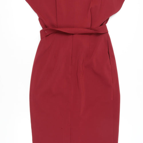 ASOS Women's Red Sheath Dress, Size 12, Belted