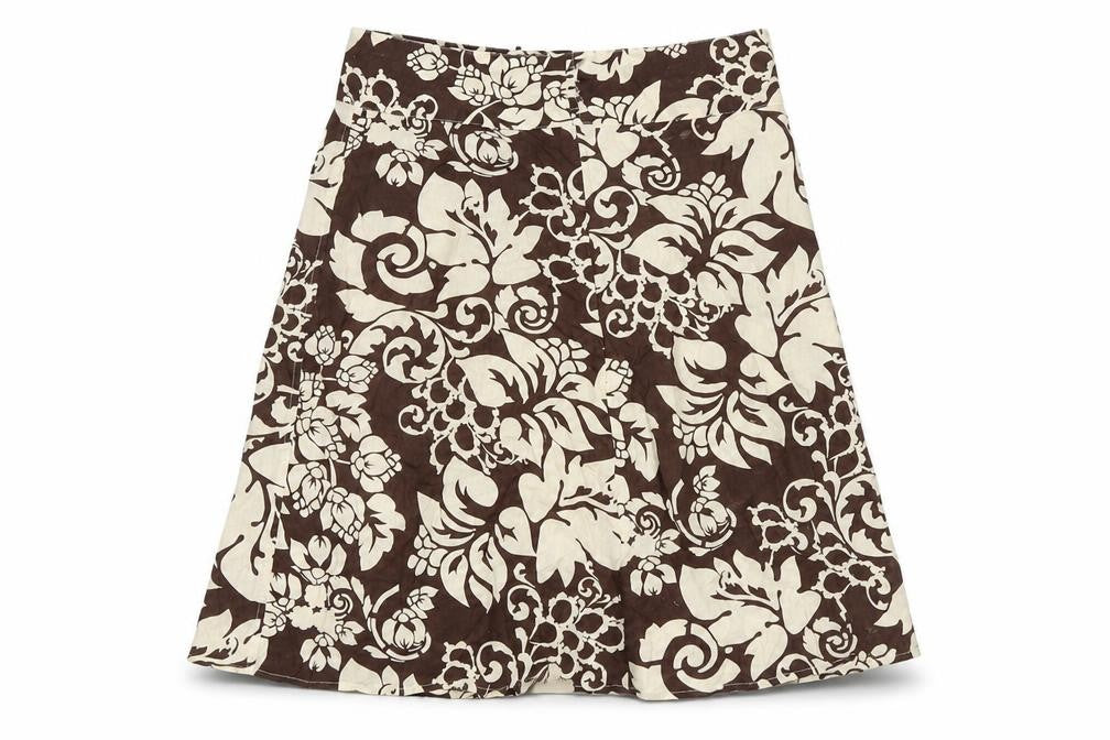 H&M Women's Brown A-Line Floral Skirt Size 8