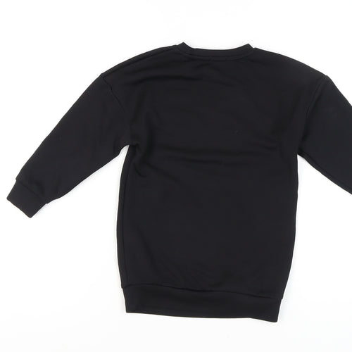 DKNY Girls Black Graphic Print Pullover Sweatshirt Size 10-11