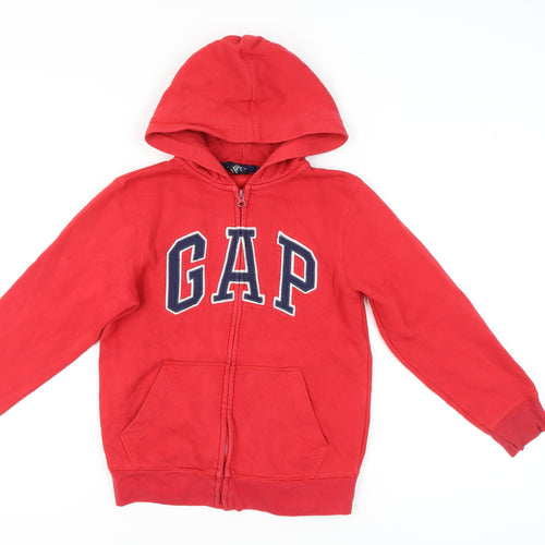 GAP Kids Girls Red Full Zip Hoodie 8-9 Years Logo Hooded
