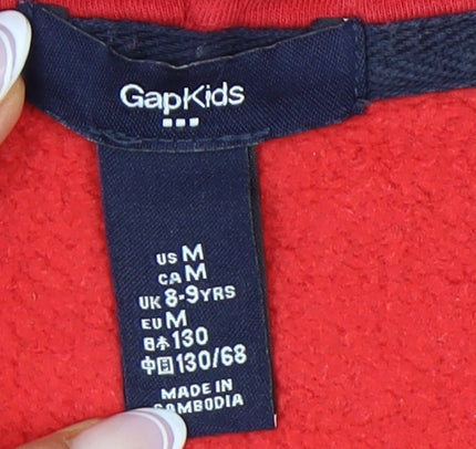 GAP Kids Girls Red Full Zip Hoodie 8-9 Years Logo Hooded