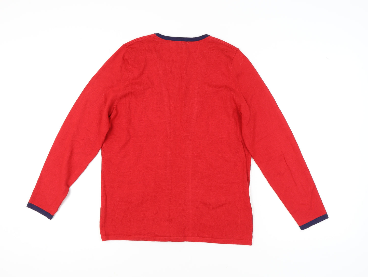 Bonmarché Women's Red Striped Cardigan Size 12