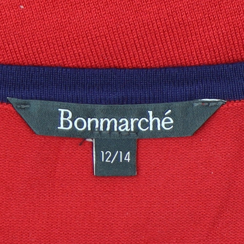 Bonmarché Women's Red Striped Cardigan Size 12