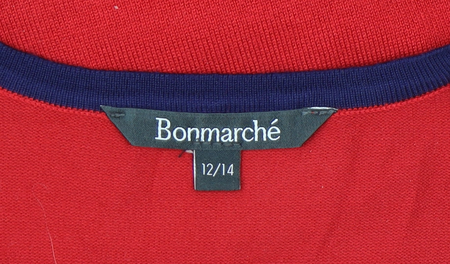 Bonmarché Women's Red Striped Cardigan Size 12
