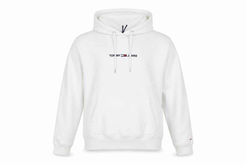 Front view of Tommy Jeans Men's White Logo Hoodie, size S