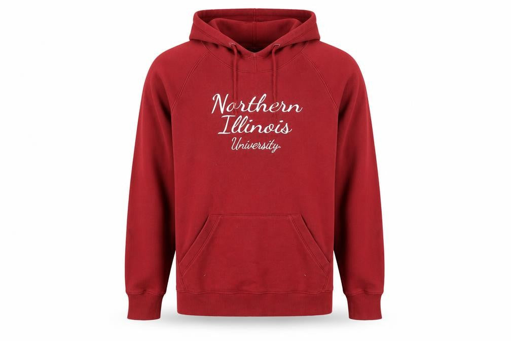 Front view of Champion Men's Red XL Pullover Hoodie University Style