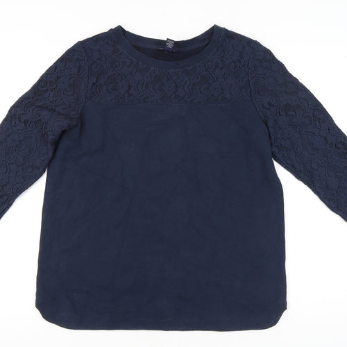 Lands' End Women's Blue Lace Blouse Size M