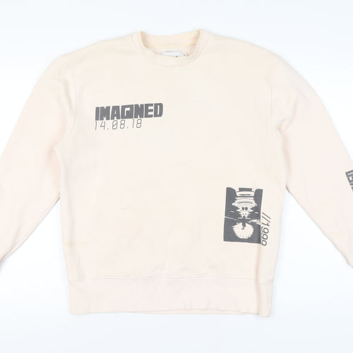 Topman Beige Men's XS Graphic Pullover Sweatshirt